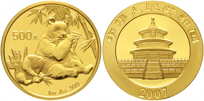 CHINA und Südostasien China Volksrepublik, seit 1949
500 Yuan GOLD Panda 1 Unze...