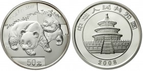 CHINA und Südostasien China Volksrepublik, seit 1949
50 Yuan 5 Unzen Silbermünze 2008. Panda mit Jungtier. Im Original-Etui mit Umverpackung und Zert...