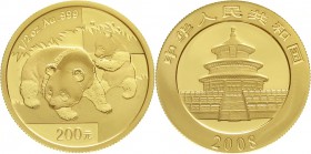 CHINA und Südostasien China Volksrepublik, seit 1949
200 Yuan GOLD 2008. Panda mit Jungtier. 1/2 Unze Feingold.
Stempelglanz