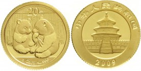 CHINA und Südostasien China Volksrepublik, seit 1949
20 Yuan GOLD 2009. Zwei Pandas. 1/20 Unze Feingold.
Stempelglanz