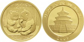 CHINA und Südostasien China Volksrepublik, seit 1949
200 Yuan GOLD 2009. Zwei Pandas. 1/2 Unze Feingold.
Stempelglanz