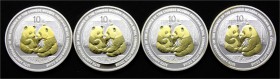CHINA und Südostasien China Volksrepublik, seit 1949
4 X 10 Yuan Silber (1 Unze) Panda mit Teilvergoldung 2009. 30 Jahre Gedenkmünzen der Volksrepubl...