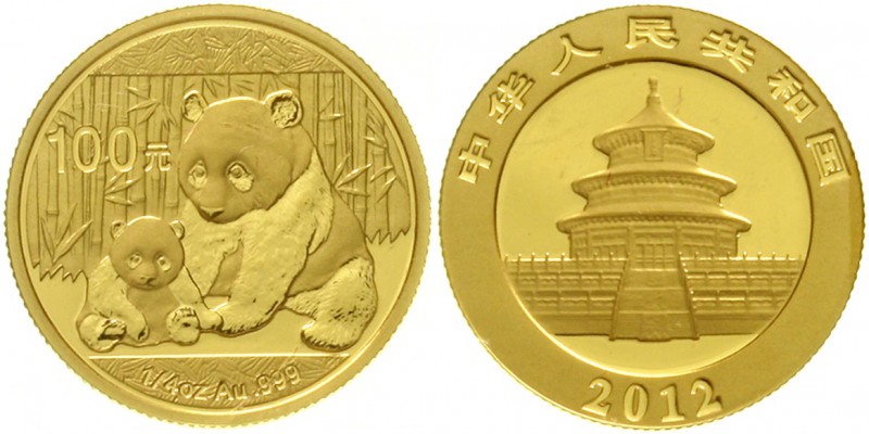 CHINA und Südostasien China Volksrepublik, seit 1949
100 Yuan GOLD 2012. Panda ...