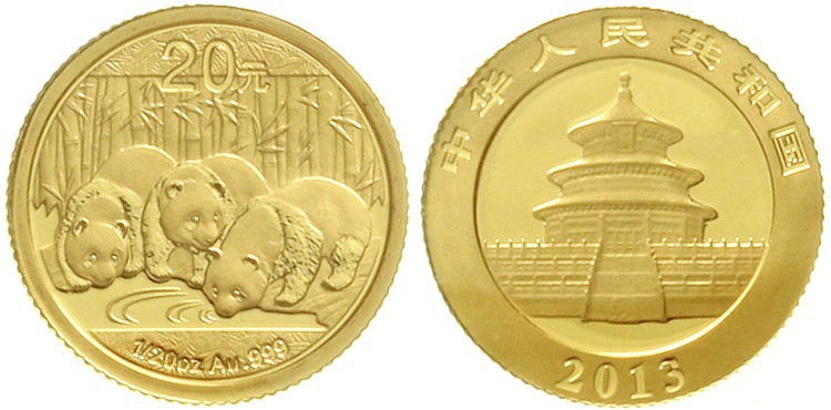 CHINA und Südostasien China Volksrepublik, seit 1949
20 Yuan GOLD 2013. Panda m...