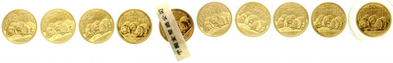 CHINA und Südostasien China Volksrepublik, seit 1949
10 X 50 Yuan GOLD Panda 20...