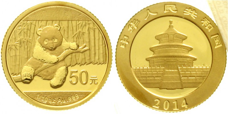 CHINA und Südostasien China Volksrepublik, seit 1949
50 Yuan GOLD 2014. Panda. ...