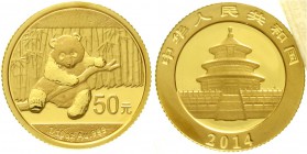 CHINA und Südostasien China Volksrepublik, seit 1949
50 Yuan GOLD 2014. Panda. 1/10 Unze Feingold, verschweißt.
Stempelglanz
