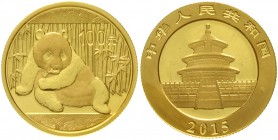 CHINA und Südostasien China Volksrepublik, seit 1949
100 Yuan GOLD 2015. Panda. 1/4 Unze Feingold, verschweißt.
Stempelglanz