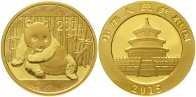 CHINA und Südostasien China Volksrepublik, seit 1949
200 Yuan GOLD 2015. Panda. 1/2 Unze Feingold, verschweißt.
Stempelglanz