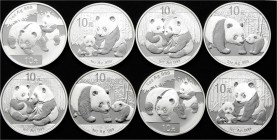 CHINA und Südostasien China Lots der Volksrepublik China
8 X 10 Yuan Panda (je 1 Unze Silber): 2 X 2008, 2 X 2009, 2 X 2011 und 2 X 2012. In Kapseln....