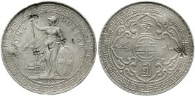 CHINA und Südostasien Großbritannien Tradedollars
Tradedollar 1899 B. Mit interessanten chin. Chopmarks.
sehr schön, kl. Randfehler