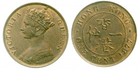 CHINA und Südostasien Hongkong Victoria, 1860-1901
Cent 1877. vorzüglich/Stempelglanz, schöne Kupferpatina