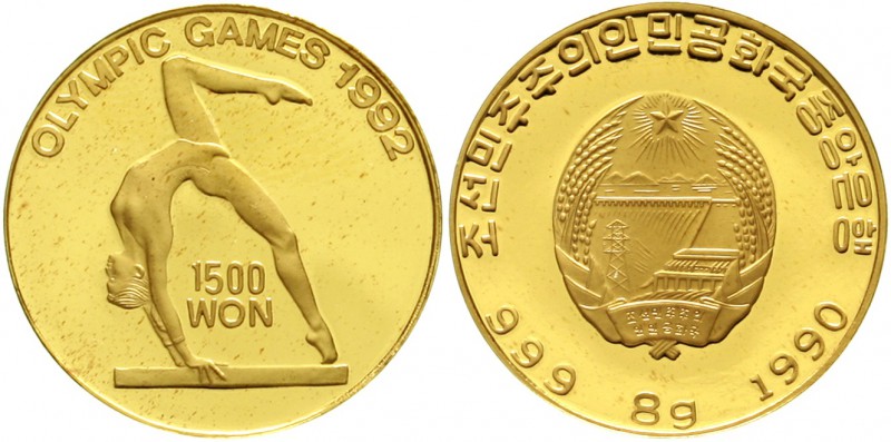 CHINA und Südostasien Korea Nord Demokratische Republik
1500 Won GOLD 1990. Oly...