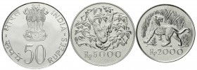 CHINA und Südostasien Lots Asien allgemein
3 moderne Silbermünzen: Indonesien 2000 und 5000 Rupien 1974, 50 Rupien 1974 Food for all.
prägefrisch
