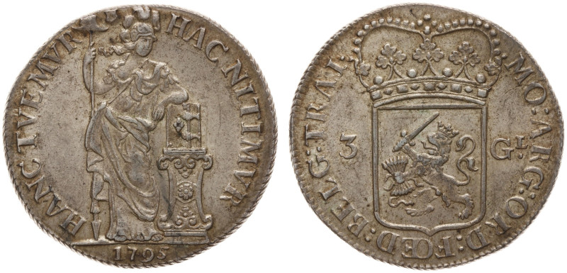 Bataafse Republiek (1795-1806) - Utrecht - 3 Gulden 1795 (Sch. 87b / Delm. 1150)...