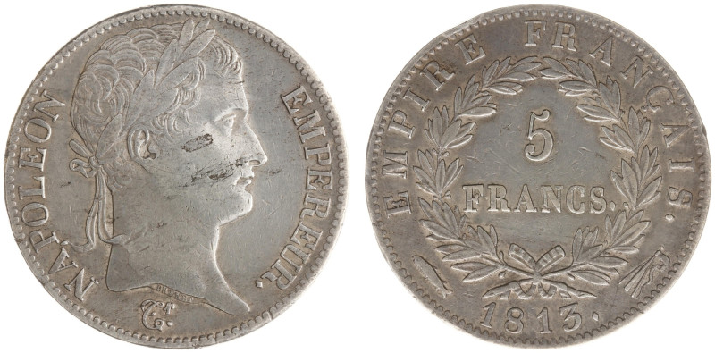 Nederland onder Napoleon (1810-1813) - 5 Francs 1813 mast/bream (Sch. 166/R) - a...