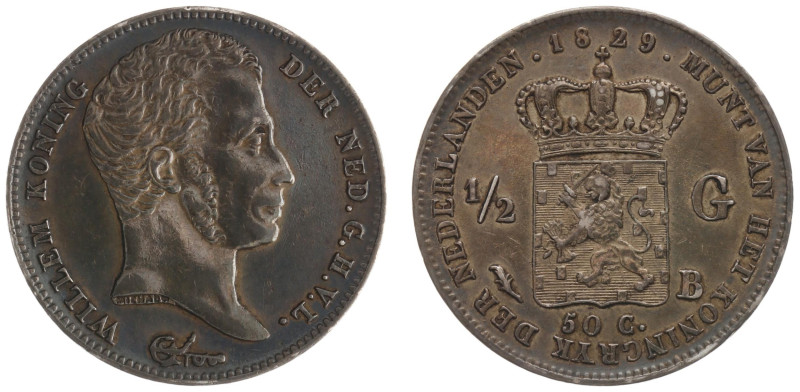 Koninkrijk NL Willem I (1815-1840) - ½ Gulden 1829 B/1823 OVERDATE (Sch. 282) - ...