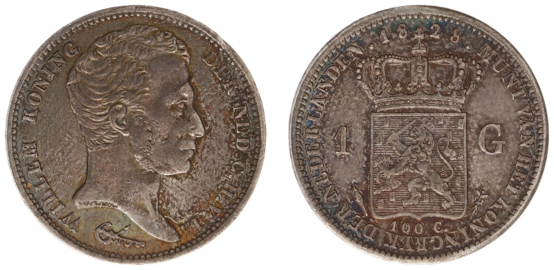 Koninkrijk NL Willem I (1815-1840) - 1 Gulden 1828 U (Sch. 265/R) - VF+