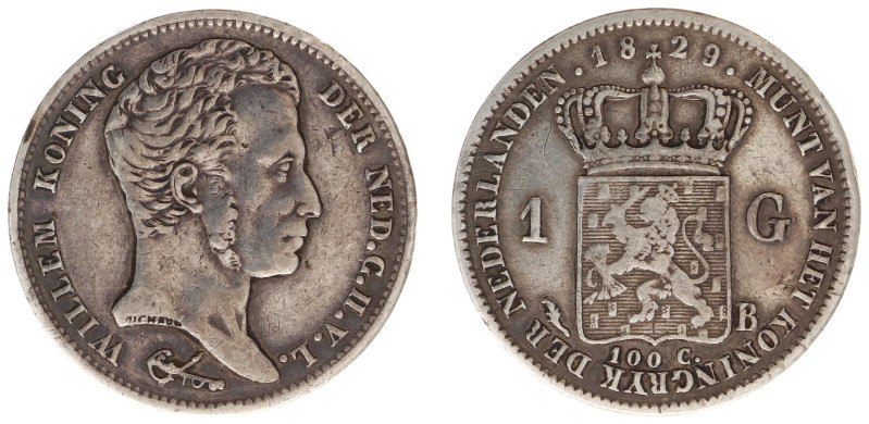 Koninkrijk NL Willem I (1815-1840) - 1 Gulden 1829 B (Sch. 271) - good Fine