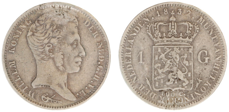 Koninkrijk NL Willem I (1815-1840) - 1 Gulden 1832/2.. OVERDATE (Sch. 267) - Fin...