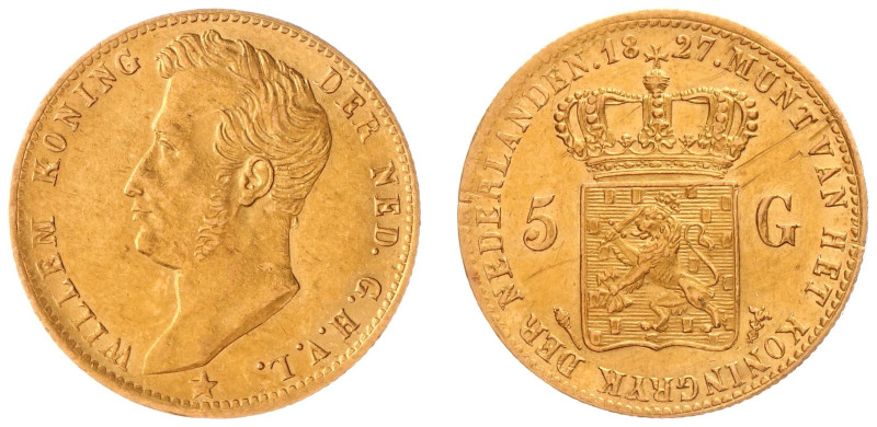 Koninkrijk NL Willem I (1815-1840) - 5 Gulden 1827 U (Sch. 196) - VF, some scrat...