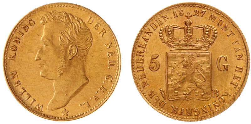 Koninkrijk NL Willem I (1815-1840) - 5 Gulden 1827 B (Sch. 198) - Gold - XF