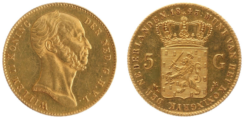 Koninkrijk NL Willem II (1840-1849) - 5 Gulden 1843 (Sch. 503/RR) - Gold - minta...