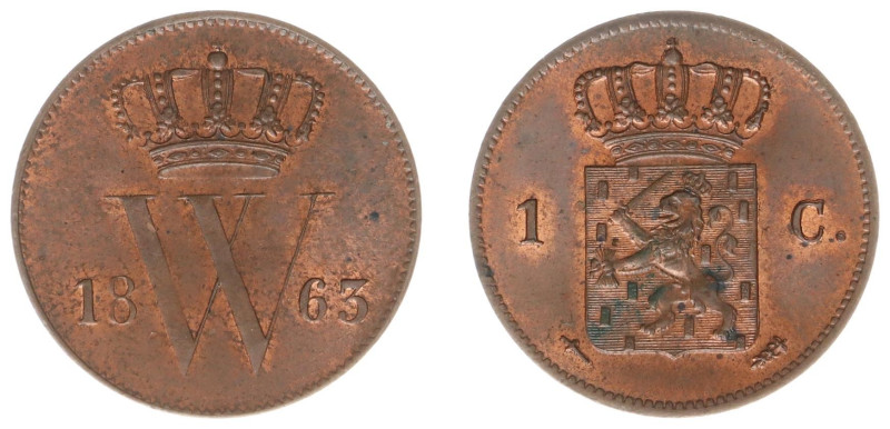 Koninkrijk NL Willem III (1849-1890) - 1 Cent 1863 (Sch. 688) - UNC