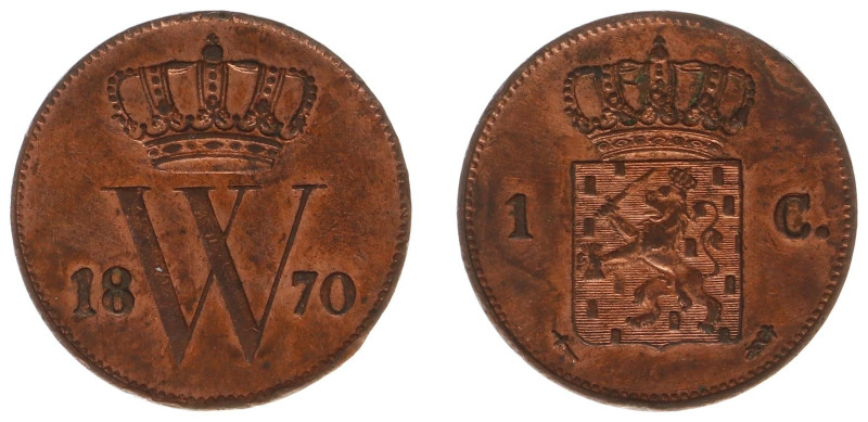 Koninkrijk NL Willem III (1849-1890) - 1 Cent 1870 (Sch. 690) - a.UNC