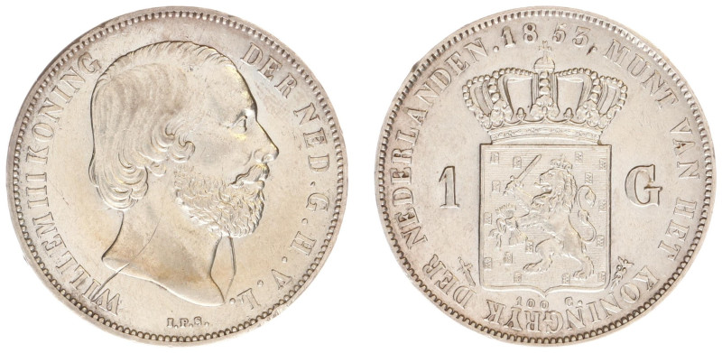 Koninkrijk NL Willem III (1849-1890) - 1 Gulden 1853 (Sch. 606) - a.XF, scratche...