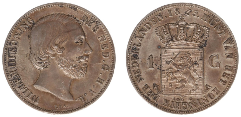 Koninkrijk NL Willem III (1849-1890) - 1 Gulden 1853/51 OVERDATE (Sch. 606b/R) -...