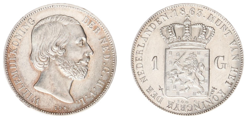 Koninkrijk NL Willem III (1849-1890) - 1 Gulden 1863 (Sch. 615) - XF