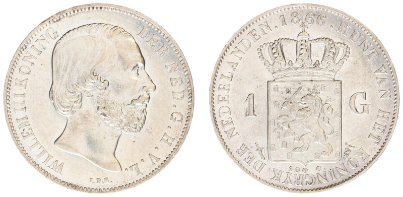 Koninkrijk NL Willem III (1849-1890) - 1 Gulden 1866 (Sch. 618) - XF