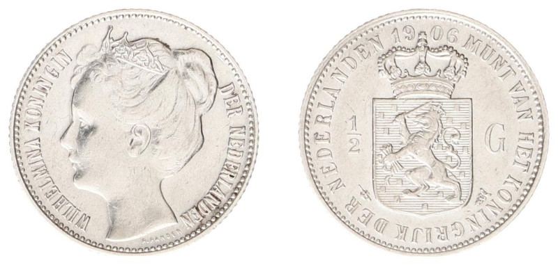 Koninkrijk NL Wilhelmina (1890-1948) - ½ Gulden 1906 (Sch. 833) - VF