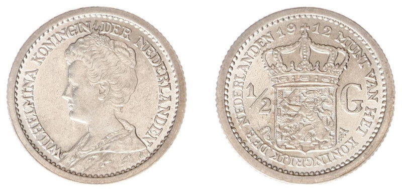 Koninkrijk NL Wilhelmina (1890-1948) - ½ Gulden 1912 (Sch. 838) - EF+