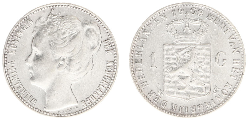 Koninkrijk NL Wilhelmina (1890-1948) - 1 Gulden 1909 (Sch. 811) - VF