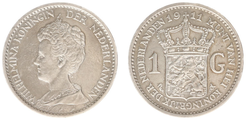 Koninkrijk NL Wilhelmina (1890-1948) - 1 Gulden 1911 (Sch. 813) - VF