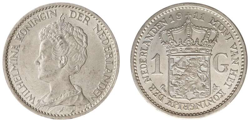 Koninkrijk NL Wilhelmina (1890-1948) - 1 Gulden 1911 (Sch. 813) - XF+