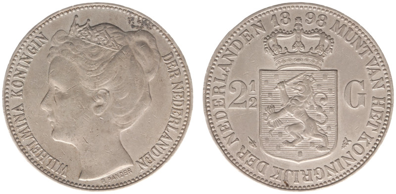 Koninkrijk NL Wilhelmina (1890-1948) - 2½ Gulden 1898 (Sch. 782) - VF