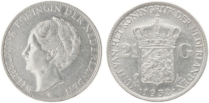 Koninkrijk NL Wilhelmina (1890-1948) - 2½ Gulden 1932 Grof Haar (Sch. 787a) - VF...