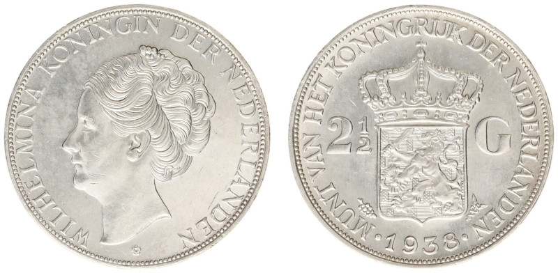 Koninkrijk NL Wilhelmina (1890-1948) - 2½ Gulden 1938 Grof Haar (Sch. 790a) - XF...