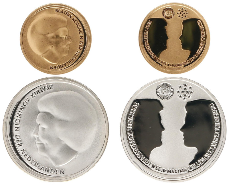 Koninkrijk NL Beatrix (1980-2013) - 10 Euro 2002 'Huwelijksmunt' - 1x silver & 1...