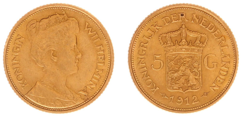 Gold coins - mail bid sale - Netherlands - Gouden Vijfjes 1912 - 5 Gulden 1912 -...