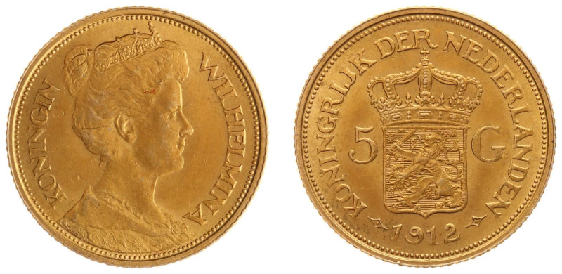 Gold coins - mail bid sale - Netherlands - Gouden Vijfjes 1912 - 5 Gulden 1912 -...