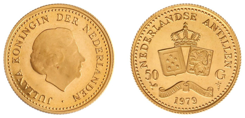 Gold coins - mail bid sale - Netherlands Antilles - 50 Gulden 1979 - Gold - Proo...