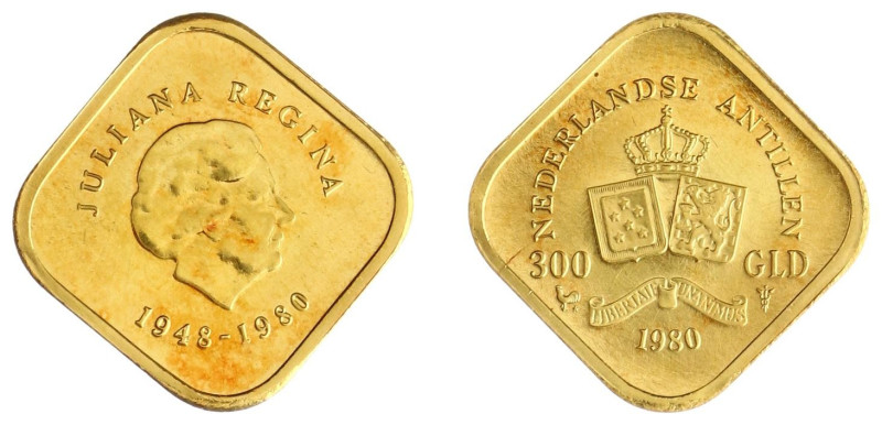 Gold coins - mail bid sale - Netherlands Antilles - 300 Gulden 1980 - Gold - UNC