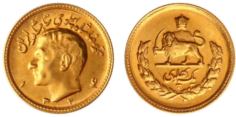 Gold coins - mail bid sale - Iran - Pahlavi SH1324 (KM1150, Fr.101) - Gold - UNC