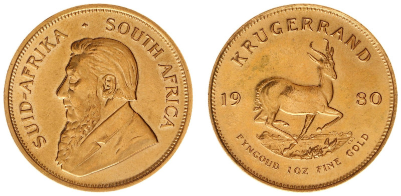 Gold coins - mail bid sale - South Africa - Krugerrand 1980 (KM73, Fr.B1) - Gold...