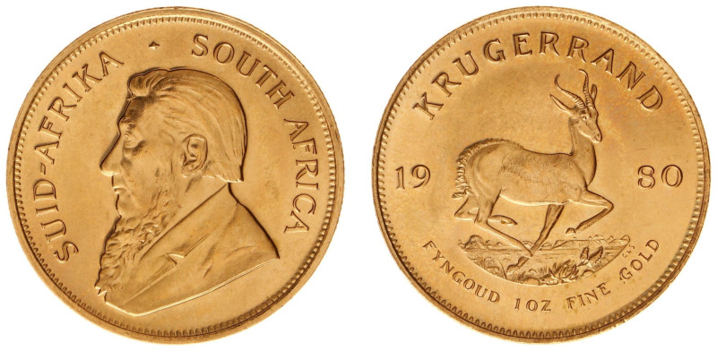 Gold coins - mail bid sale - South Africa - Krugerrand 1980 (KM73, Fr.B1) - Gold...