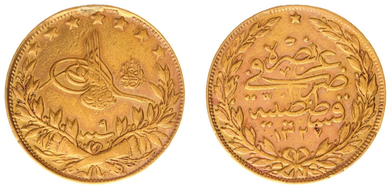 Gold coins - mail bid sale - Turkey - 100 Kurush AH1327/9 (KM776, Fr.57) - Gold ...